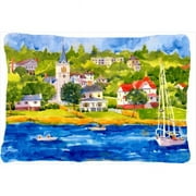 Harbour Scene with Sailboat Indoor & Outdoor Decorative Fabric Pillow - 12 x 16 in.