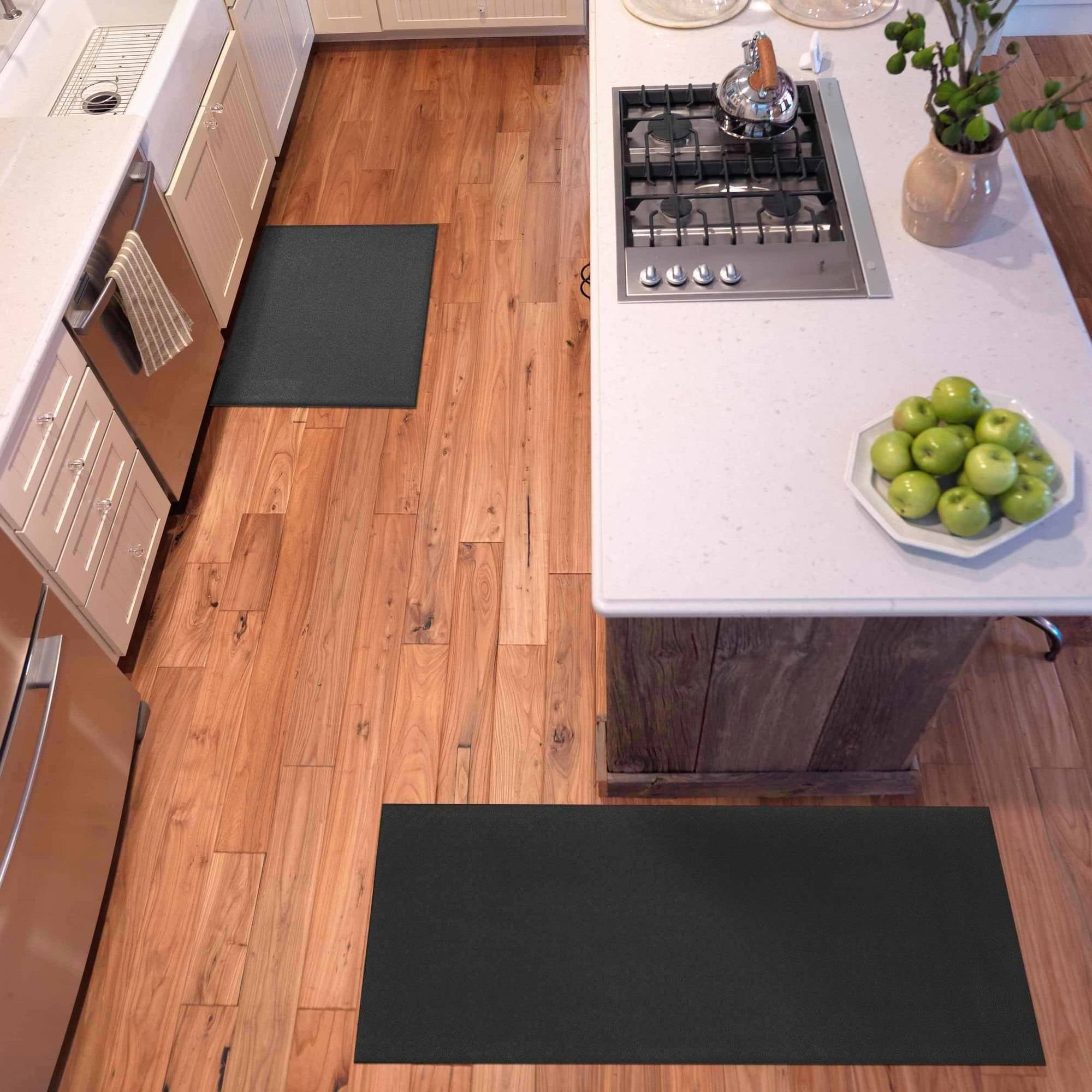30''×18'' Black Color Modern Indoor Cushion Kitchen Rug Anti-Fatigue Floor Mat 