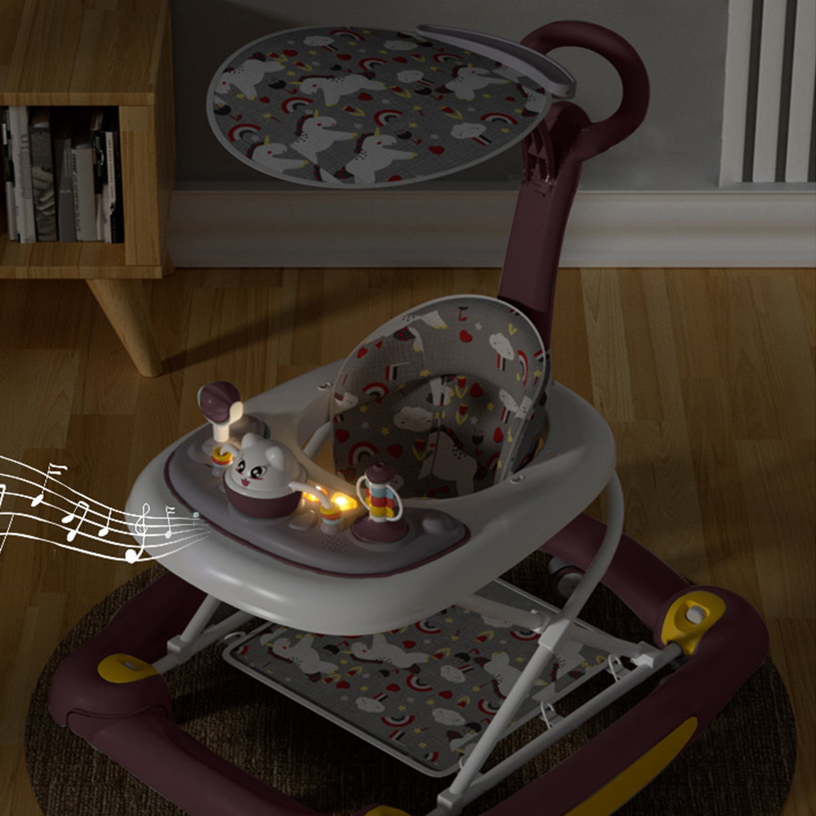 Activity Baby Walker for Girls and Boys, 5-in-1 Baby Walker with Music Toys, Height Adjustable, Red