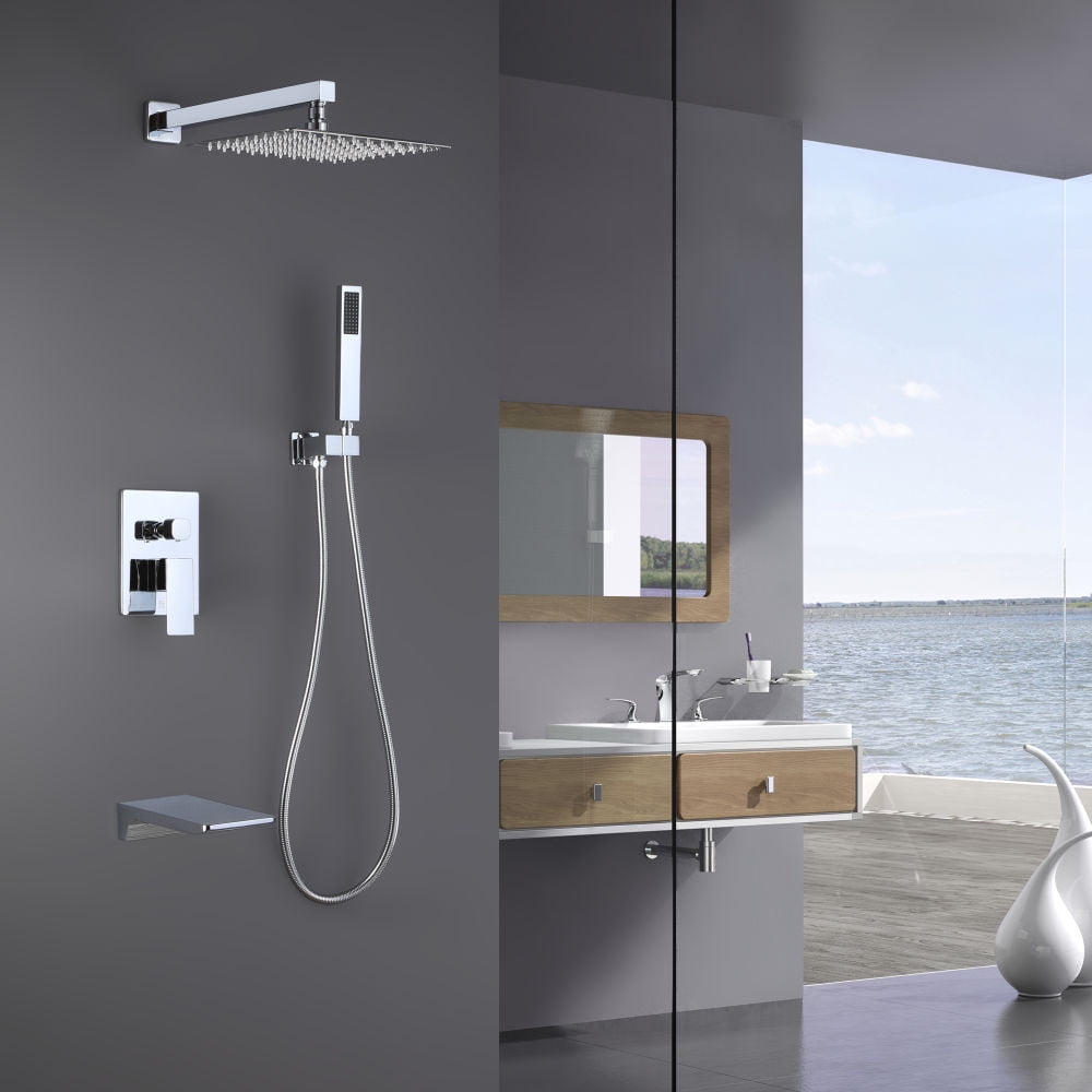 Kepooman 12" Shower Fixtures with Rough-in Valve, 3 Function Temperature Control Complete Shower System for Home