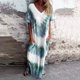 thumbnail image 1 of WILLBEST Vestido Largo Informal Holgado de Manga Corta con Escote En V y Abertura con Efecto Tie-Dye para Mujer Extra Grande, 1 of 3