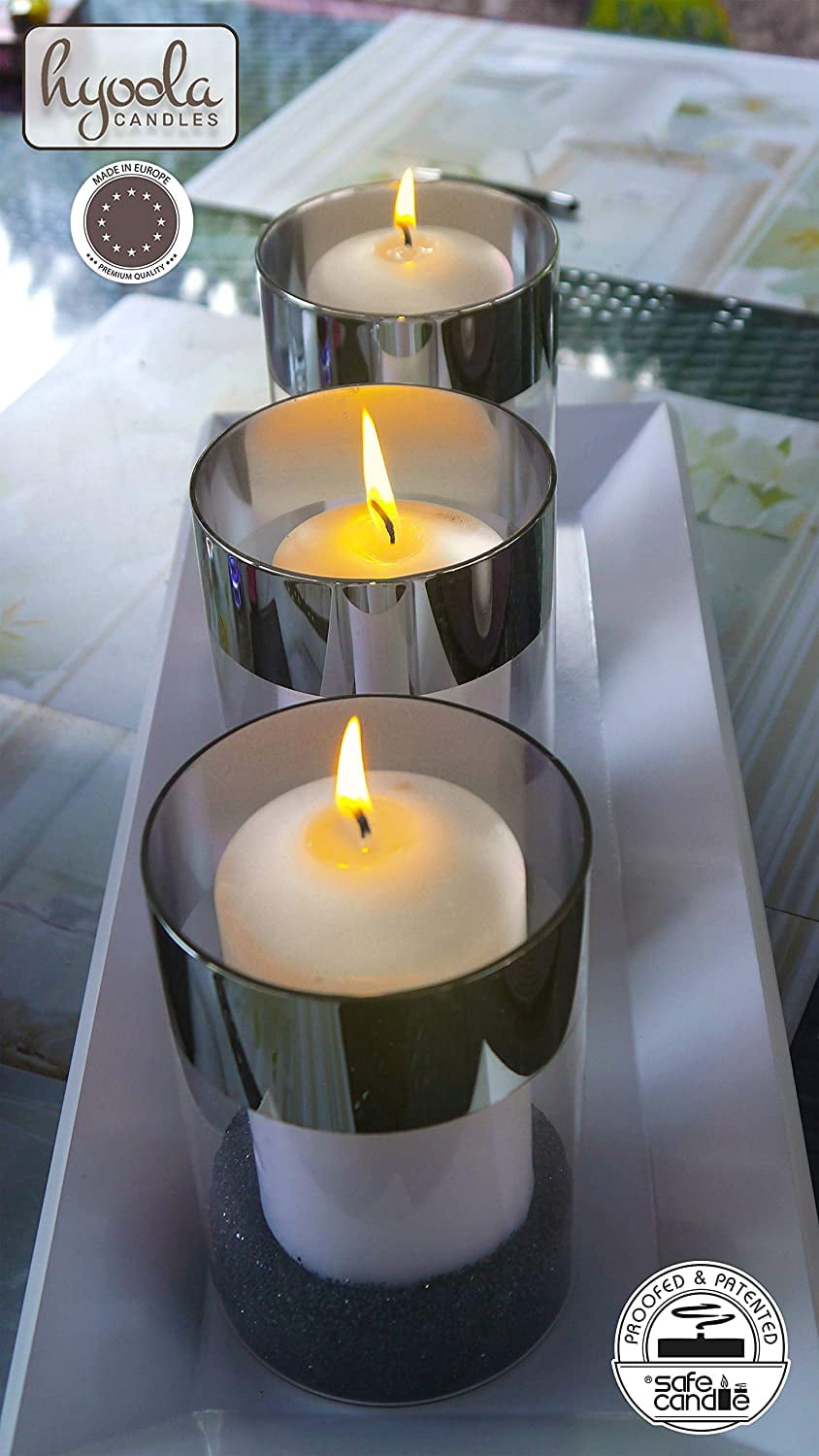 Hyoola 2 x 3 White Unscented European Made Pillar Candles, Dripless Paraffin Wax with Smokeless Cotton Wick, 24-Pack