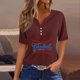 thumbnail image 1 of Fiudx Camisas de Mujer Blusa de Manga Corta con Estampado de Moda para Mujer, Camiseta con Cuello En V, Tops Informales con Botones, 1 of 4
