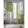 thumbnail image 3 of Sage Green Abstract Sheer Curtains 108 Inches Long 2 Panels Set, Window Sheer Curtains for Living Room/Bedroom, Grey Geometric Oil Painting Vintage Light Filtering Rod Pocket Curtain 52''x108''x2, 3 of 8