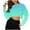 Mint Green, variant on Kaemgyyd Womens Cropped T Shirts Casual Crew Neck Long Sleeve Gradient Baisc Tees Workout Loose Athletic Gym Running Tops