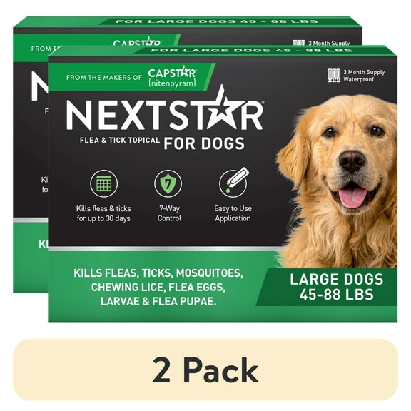 (2 pack) NEXTSTAR Flea & Tick Topical Prevention for Dogs 45-88 lbs, 3-Month Supply