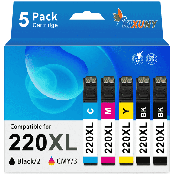 220XL Ink Cartridge compatible for Epson 220 Ink Cartridge for Printer Epson Ink 220 for Epson XP-420 Ink (2 Black,Cyan,Magenta,Yellow, 5 Pack)