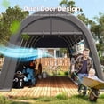 thumbnail image 4 of KING BIRD 12 x 20FT Heavy Duty Round Style Carport, Anti-Snow Car Canopy Outdoor Storage Shelter with Reinforced Ground Bars, 4 of 9