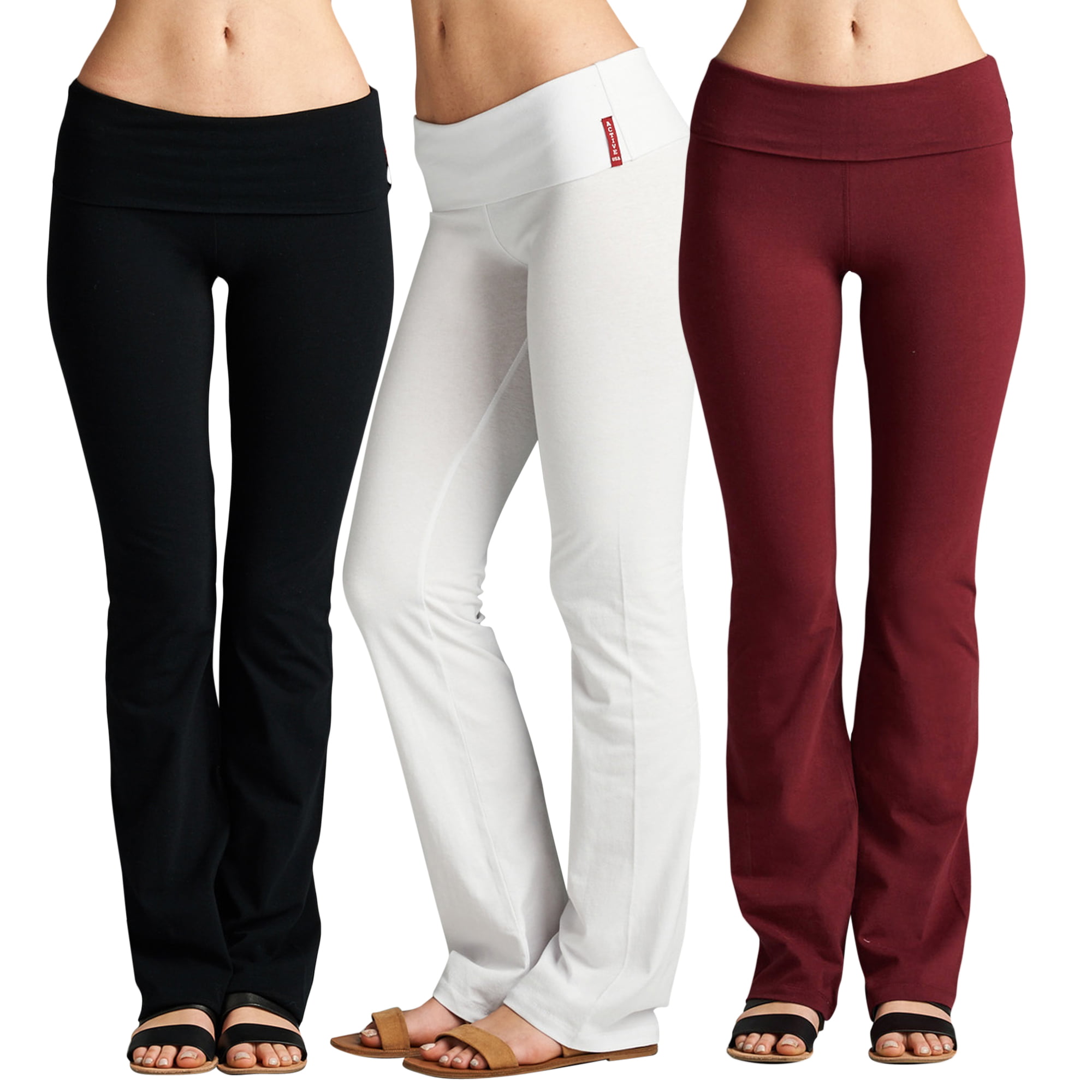 Women's 2 or 3 Packs Workout Fitness Stretch Comfy Lounge Flare Slim ...
