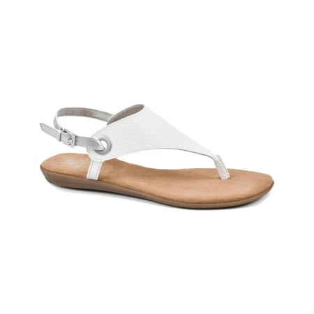 White Mountain Womens London Faux-Leather Thong Flat Sandals