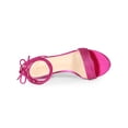 thumbnail image 4 of BLISSFUL STEP Women's Sparkle Strappy Lace Up Block Heel Sandals Hot Pink 8, 4 of 8