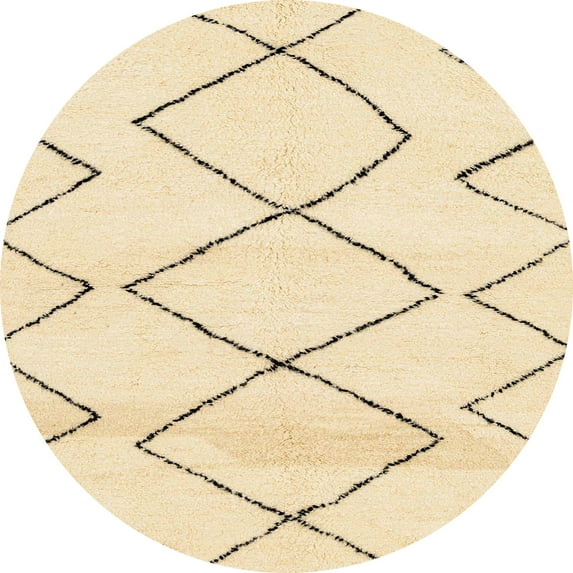 Ahgly Company Machine Washable Indoor Round Abstract Khaki Gold Area Rugs, 5' Round