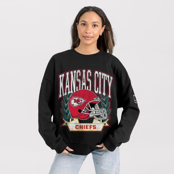 Women's Gameday Couture Black Kansas City Chiefs Oversized Victory Lane Black Label Premium Fleece Sweatshirt