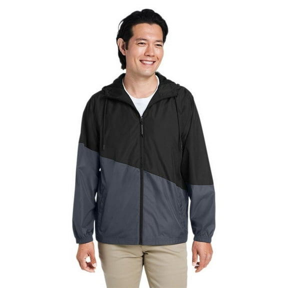 CORE365 CE710 Unisex Techno Lite Colorblock Windbreaker-BLACK/ CARBON-2XL