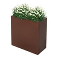thumbnail image 4 of ToppiJoy 22in Rectangular Planter Box, Tall Steel Metal Planter Large Long Box Plant Pot for Outdoors, Modern Heavy Duty Flower Pot for Patio, Deck, Yard, Garden (Coffee), 4 of 15