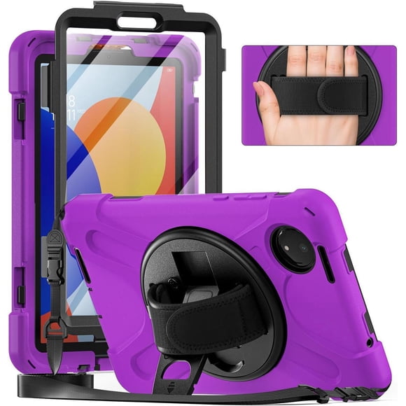 Case for Xiaomi Redmi Pad SE 8.7 inch 2024, Shockproof Cover with Screen Protector Pencil Holder, 360° Rotating Hand Strap & Stand & Shoulder Strap