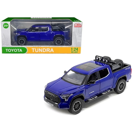 2023 Toyota Tundra TRD 4x4 Pickup Truck Blue Metallic with Sunroof and Wheel Rack 1/24 Diecast Model Car