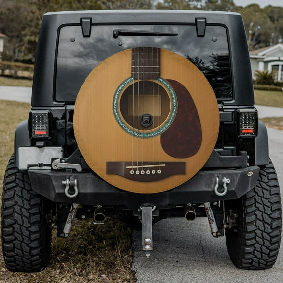 Lotusprinthandmade Funny Guitar Graphic Spare Tire Cover With Backup Camera Hole 6 Sizes (34 in. V2)