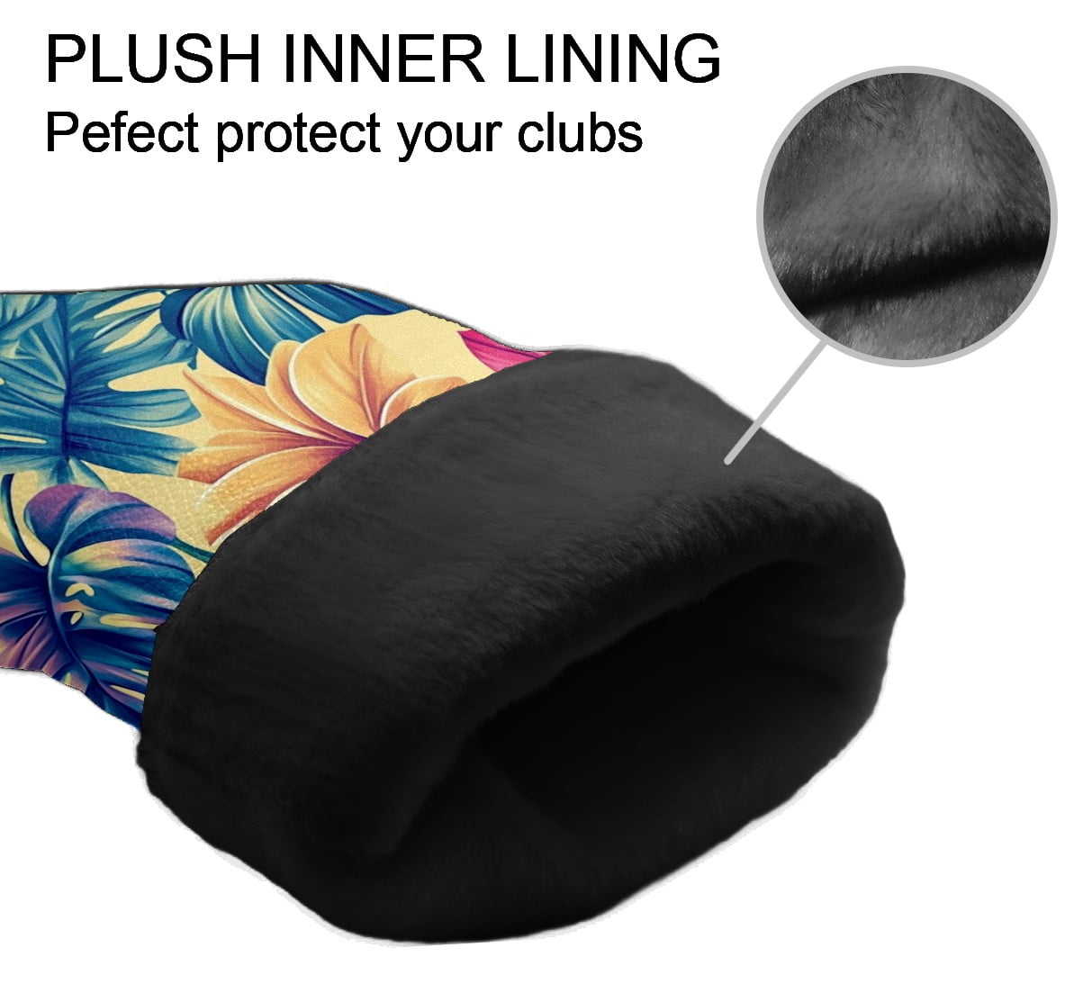 Golf Club Covers PU Leather Waterproof Head Covers for Fairway Woods Hybrids Tropical Leaves