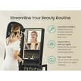 thumbnail image 2 of Roating Jewelry Cabinet, LED Standing Jewelry Organizer, Lockable Mirror Jewelry Cabinet, Black, 2 of 7