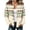Beige, variant on Womens Retro Pattern Knit Cardigan Relaxed Fit Button Down Crew Neck Ribbed Cuff Hem Sweater Beige 5XL