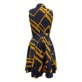 thumbnail image 2 of Robe Sans Manches à Imprimé Abstrait avec Boutons devant, Robe Décontractée à Taille Nouée et Col pour le Printemps et l'Été, Vêtements pour Femmes, 2 of 10