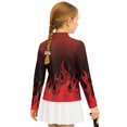 thumbnail image 5 of Psesaysky Red Flame Print Girls Long Sleeve Athletic Shirts 1/4 Zipper Kids Quick Dry Lightweight Yoga Tops for Sports Cheer Basic Tees Activewear 12-13 Years, 5 of 6