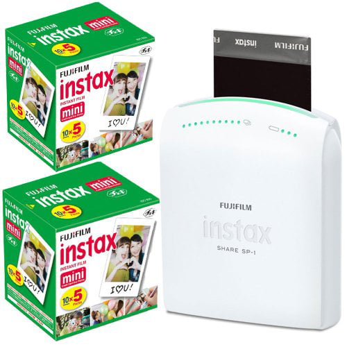 Fujifilm Instax Share Smartphone Portable Printer SP-1 With Fujifilm Instax Mini Instant Film, Sheets - 5Pack 2 Pac - Walmart.com