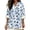 Blue Palm Tree, variant on Blue Wave Swirl Print Shirts for Women Rolled Cuffed Long Sleeve Linen Cotton V Neck Tops Dressy Casual Loose Work Blouses Basic Tees with Side Button, Size L