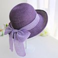 thumbnail image 4 of Yesbay Ribbon Bowknot Decor Straw Hat Round Dome Folding Women Big Brim Sunscreen Travel Hat Fashion Accessories, 4 of 7