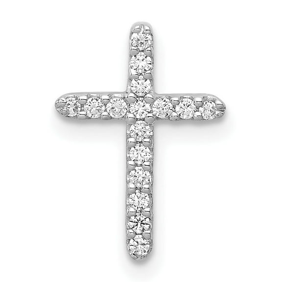 14k White Gold Diamond Cross Pendant Necklace for Men and Women Religious Jewelry with Modern Spiritual Design and Elegant Prong Set Style