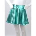 thumbnail image 5 of YIZYIF Girls Shiny Metallic Crop Top with Ruffled A-Line Skirt Skort Teens Jazz Hip Hop Modern Dance Costume Lake Green 8, 5 of 7