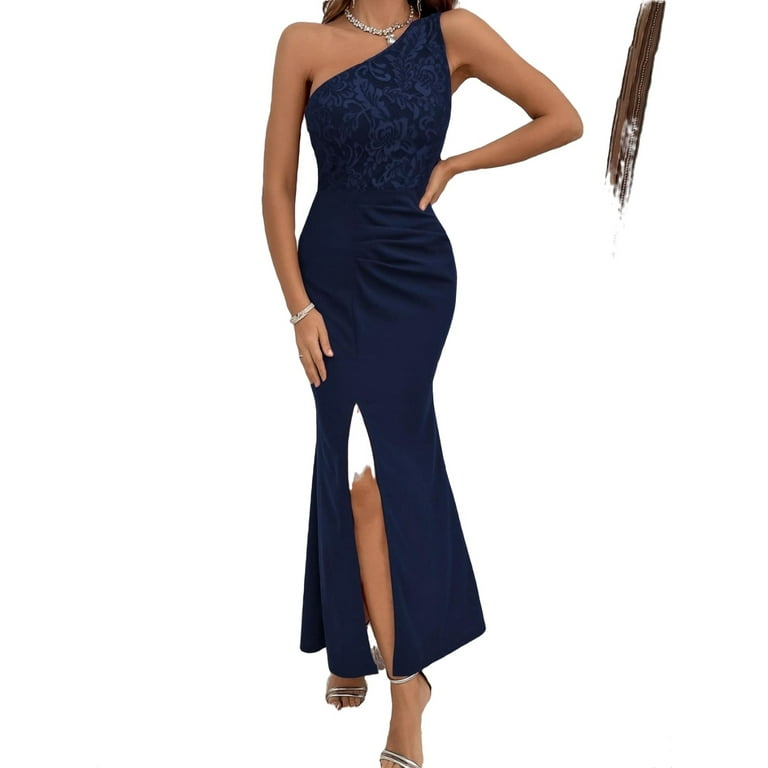 Beaded Single Shoulder Dress (Navy Blue) FashionBrideStudio, Accessories  For Blue Dress