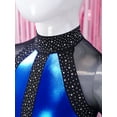 thumbnail image 5 of TiaoBug Kids Girls Rhinestone Color Block Gymnastic Dance Leotard Skating Jumpsuit with Leggings Set Blue 14, 5 of 7
