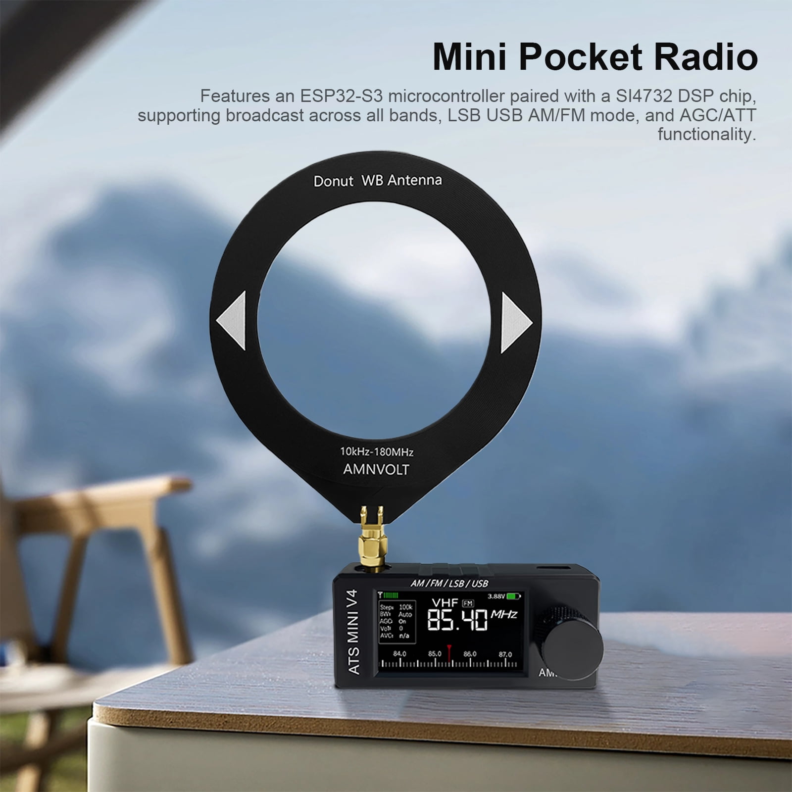 ATS-mini AMNVOLT V4 SI4732 AM/FM/SWラジオ メタルケース