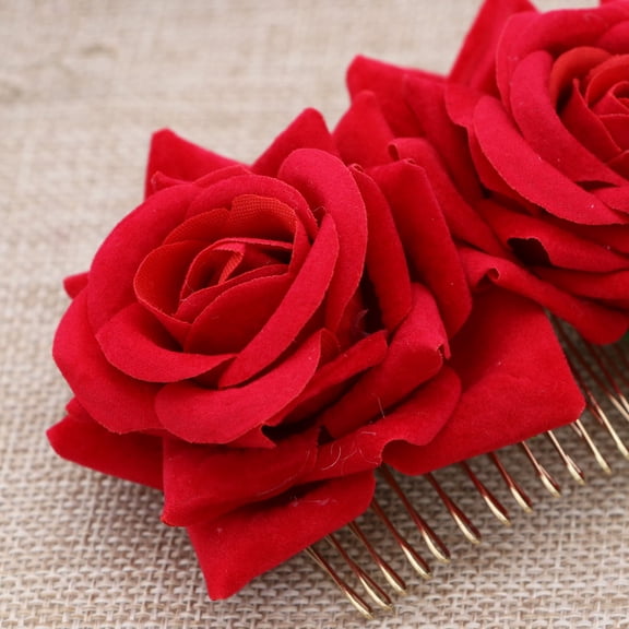 LULULION Red Rose Floral Comb for Elegant Wedding and Pool Party Decor