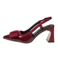 thumbnail image 2 of Miluxas Women's Bow Slingback Kitten Heels Closed Pointed Toe Pumps Dress Shoes Wine 9(42), 2 of 9