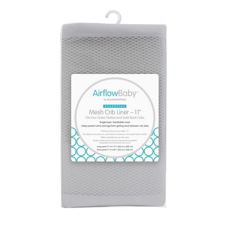 BreathableBaby AirflowBaby Mesh Crib Liner, 11", Anti-Bumper, Non-Padded - Gray