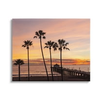 Stupell Industries Tropical Palm Tree Sunset Summer Pier Docks Photograph Gallery Wrapped Canvas Print Wall Art, Design by Jeff Poe Photography