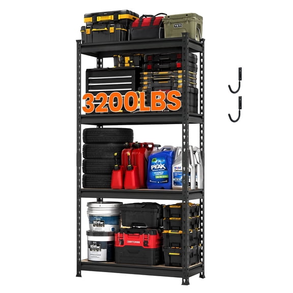 DYNALOAD 3200 lb Heavy Duty Garage Shelving Unit, 4-Tier Adjustable Metal Storage Shelves, 30" W x 12" D x 60" H