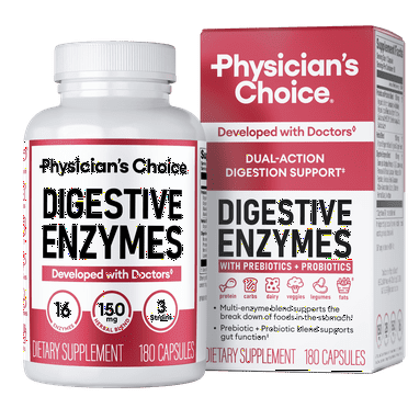 Physician's Choice Digestive Enzymes - for Digestive Health & Gut Health, Bloating & Meal Time Discomfort for Men and Women, 180ct