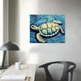 thumbnail image 3 of Navy Blue Fish Wall Art Bedroom Beach Themed Sea Turtle Jellyfish Octopus Canvas Pictures Kids Nursery Room Decor Boho Ocean Animal Painting Artworks for Bathroom Living Home Decorations, 3 of 4