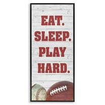 Stupell Indtries Eat Sleep Play Hard Sports List Baseball Football,10 x 24,Design by Andi Metz