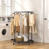 Round Clothes Rack Foldable Nefoso Clothing Garment Rack,Round Clothes Rack with 4 Universal Wheels ...