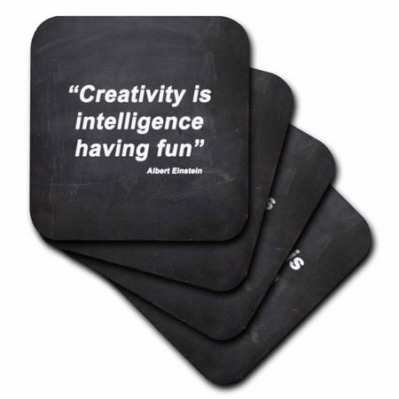 

3dRose Creativity is intelligence having fun quote Soft Coasters set of 4