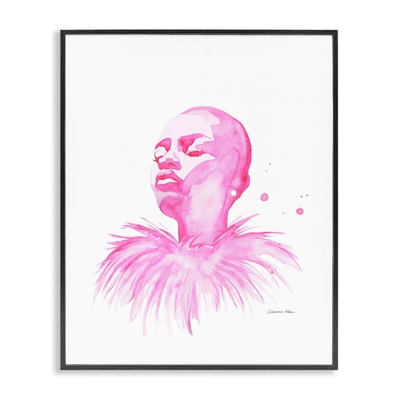 Stupell Industries In A Pink Mood Portrait Black Framed Giclee Art, design by Simone Elum