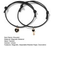 thumbnail image 6 of Mightlink 1 Pair Couple Bracelets Magnetic Adjustable Braided Rope Elastic Retro Decorative Gifts Key Love Heart Women Men Charm Bracelets Jewelry for Daily Life, 6 of 6