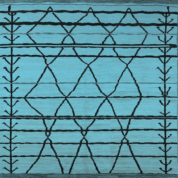 Ahgly Company Indoor Square Solid Light Blue Modern Area Rugs, 5' Square