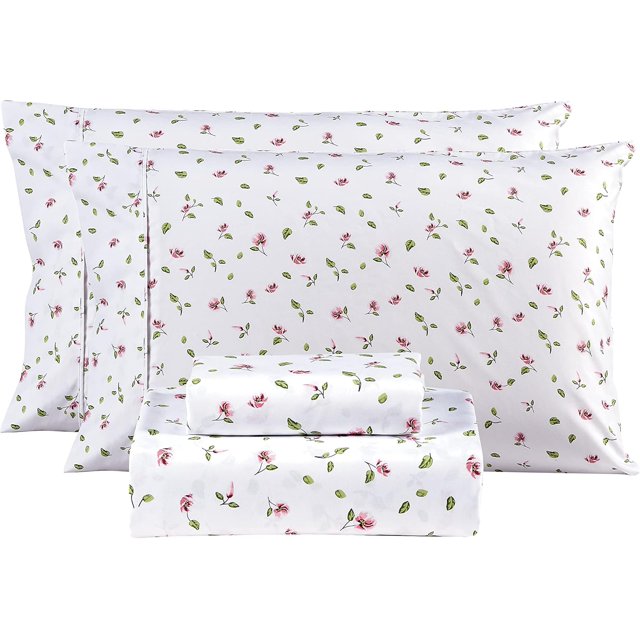 Floral Queen Sheets Soft Breathable Microfiber Vintage Printed Bed Sheet Set Deep Pocket Fitted Sheet Included Flower Pattern