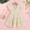 thumbnail image 3 of Vestido YOUNGER TREE para niños pequeños con mangas con volantes, beige 3-4T, 3 of 5